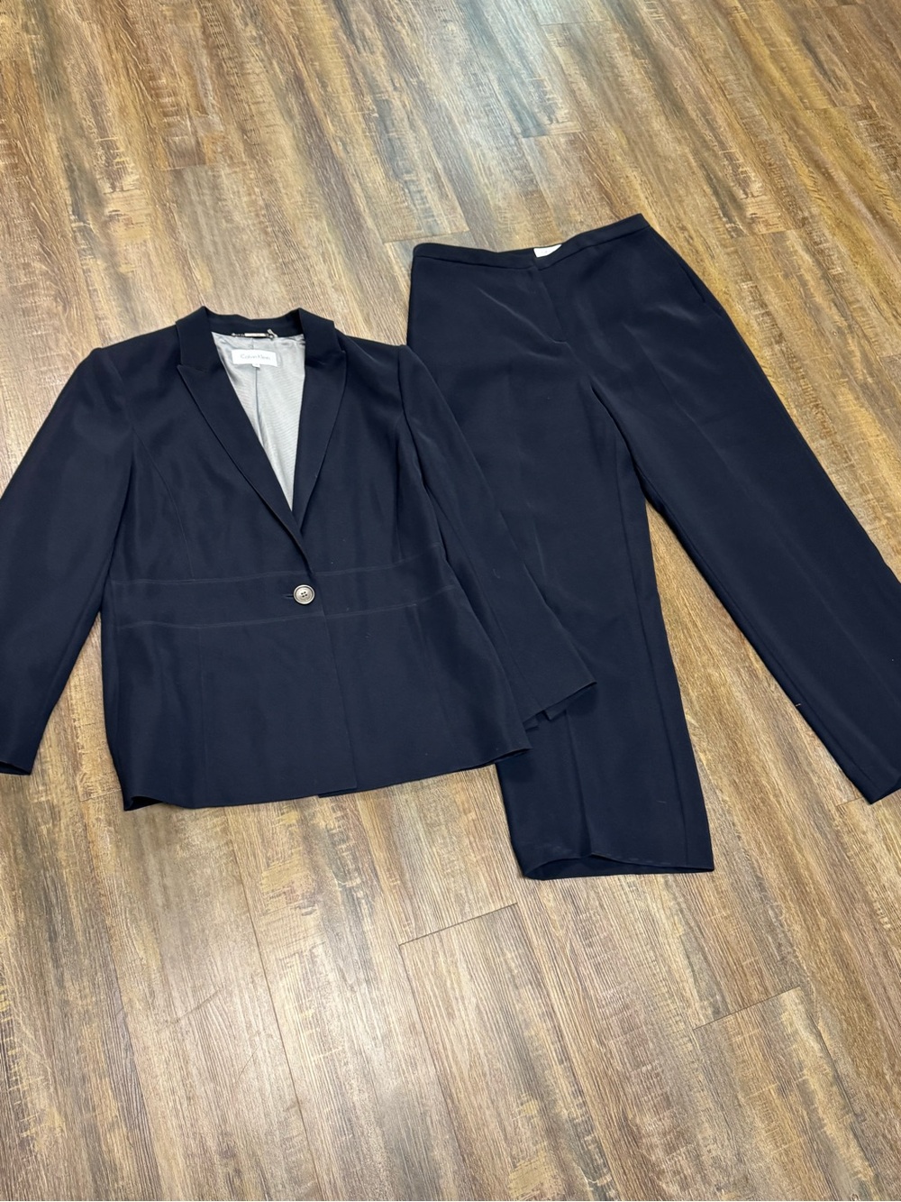 Calvin Klein Women's Dark Navy Single-Button Pant Suit Set 14